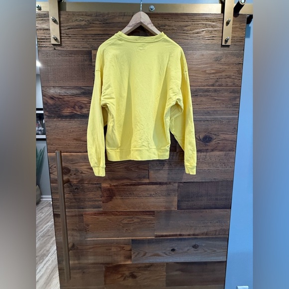 MOTHER Jeans, The Drop Square Vibrant Yellow Smiley Sweatshirt - Picture 6 of 8